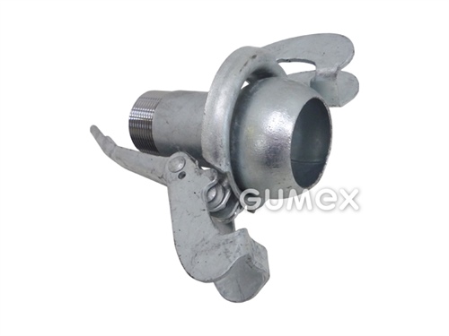 BAUER Nippel mit Haken DN50, Außengewinde BSP 1 1/2", 20bar, verzinkter Stahl, 